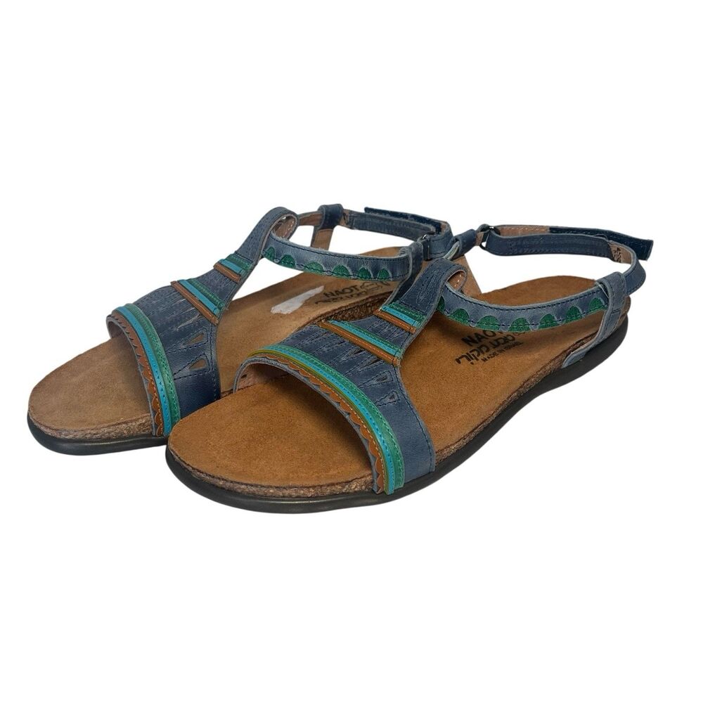 Naot Odelia Sandals Casual Comfort Shoes Leather Perforated Blue Women 7